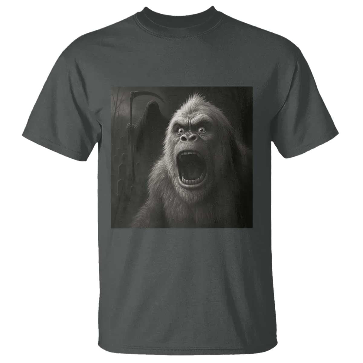 Funny Bigfoot Sasquatch Halloween The Grim Reaper T Shirt TS11 Dark Heather Print Your Wear