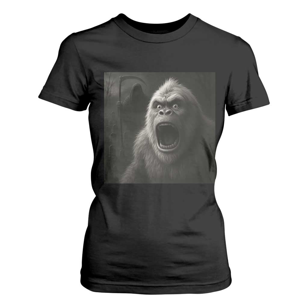 Funny Bigfoot Sasquatch Halloween The Grim Reaper T Shirt For Women TS11 Black Print Your Wear