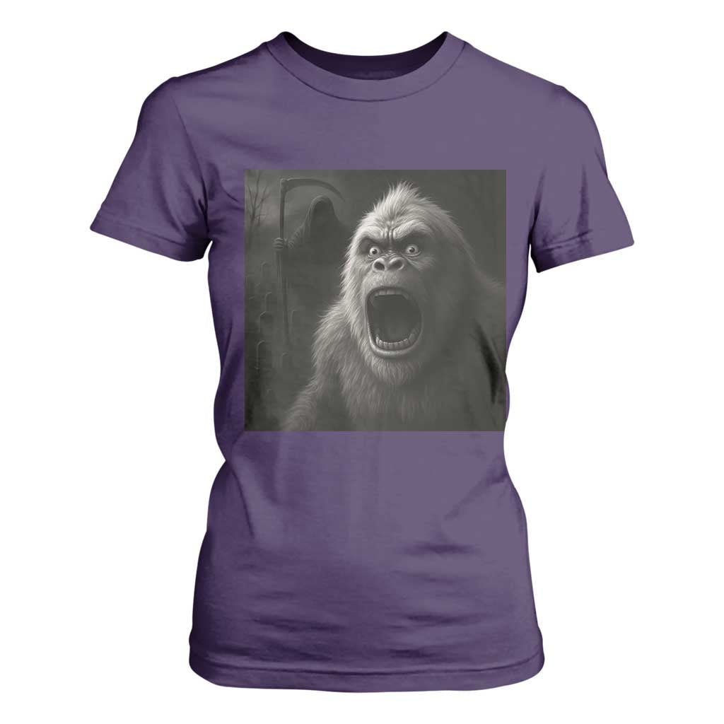 Funny Bigfoot Sasquatch Halloween The Grim Reaper T Shirt For Women TS11 Purple Print Your Wear