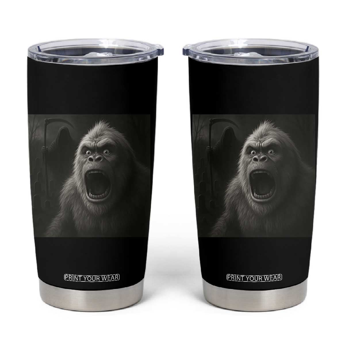 Funny Bigfoot Sasquatch Halloween The Grim Reaper Tumbler Cup TS11 Black Print Your Wear