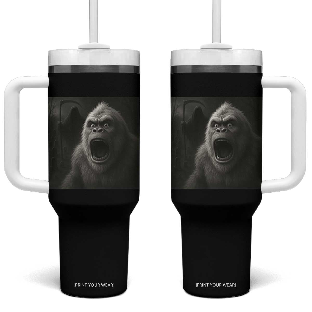 Funny Bigfoot Sasquatch Halloween The Grim Reaper Tumbler With Handle TS11 One Size: 40 oz Black Print Your Wear