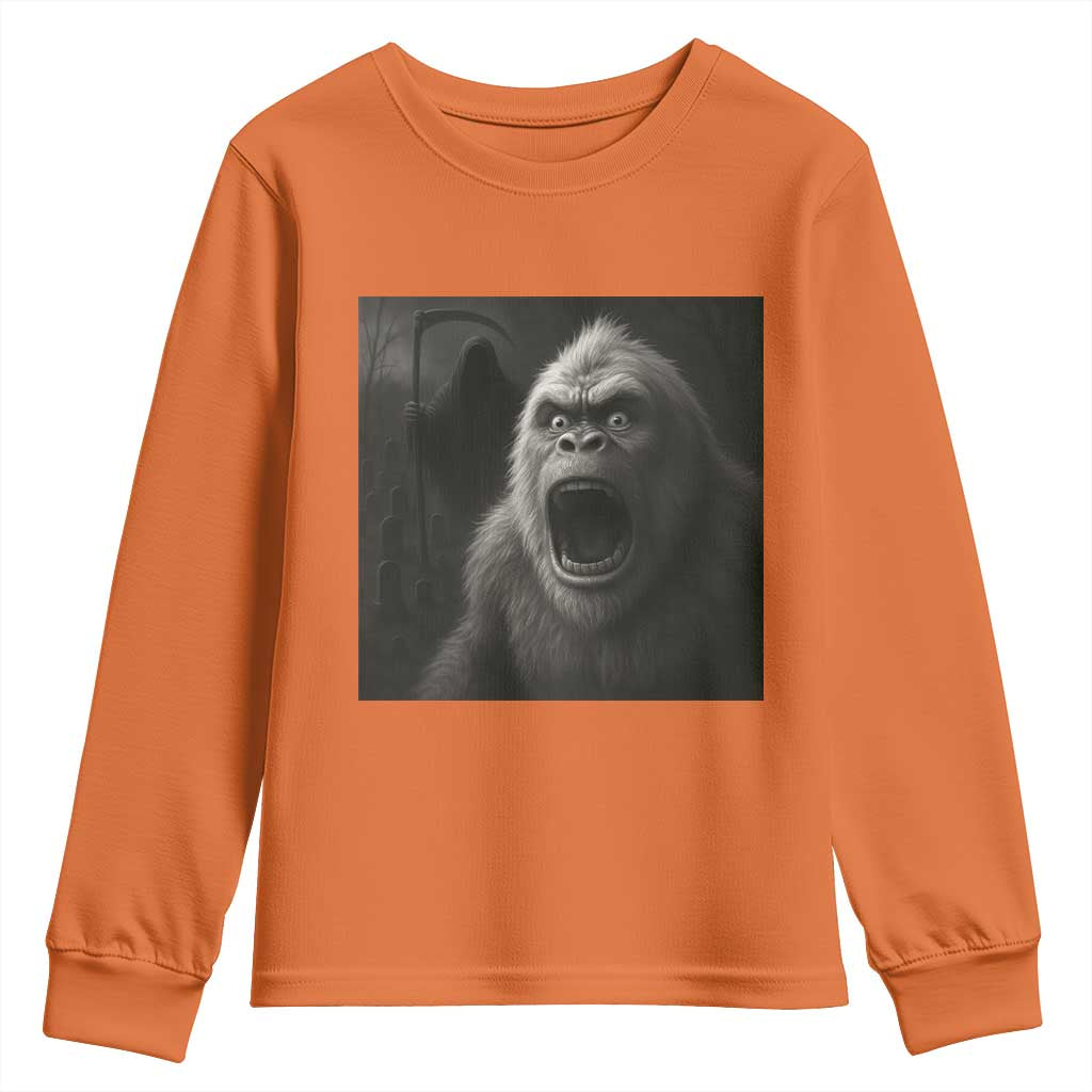 Funny Bigfoot Sasquatch Halloween The Grim Reaper Youth Sweatshirt TS11 Orange Print Your Wear