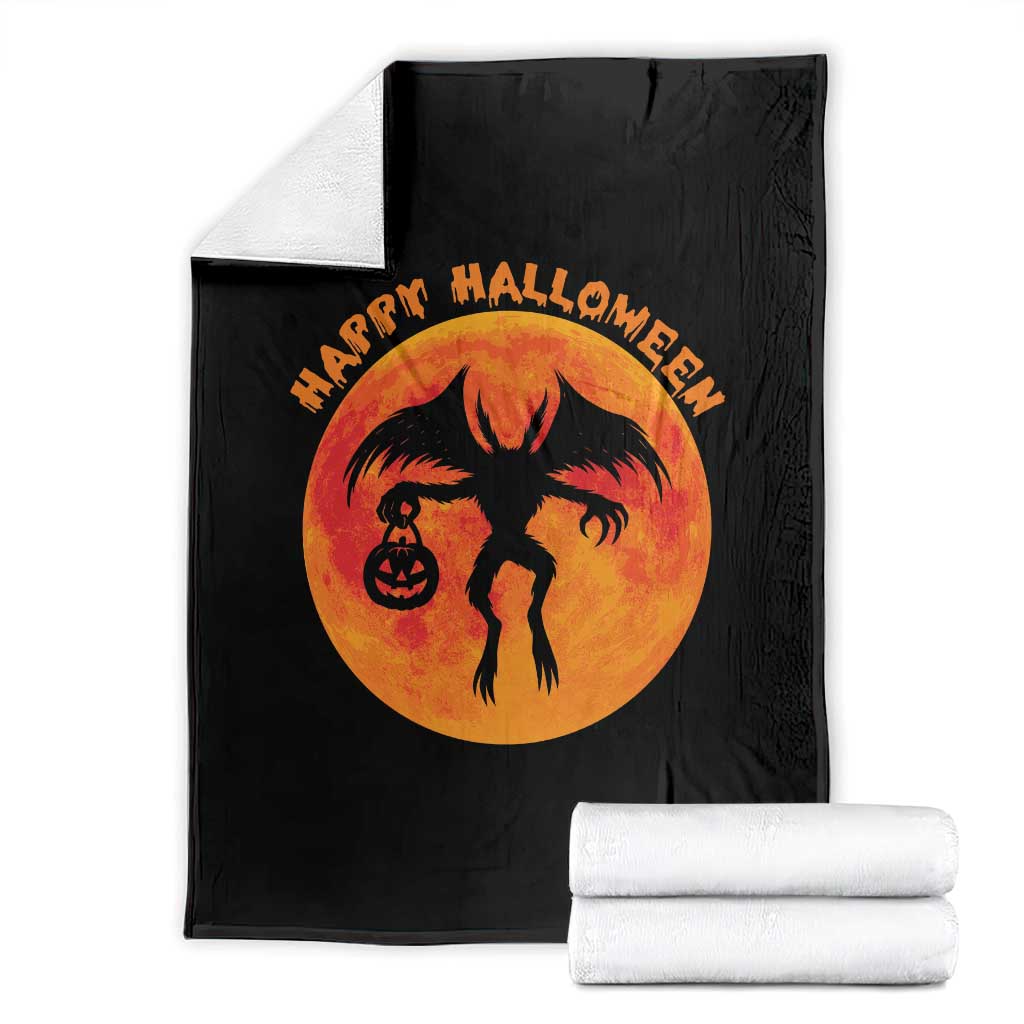 Funny Halloween Mothman Cryptid Creatures Throw Blanket TS11 Black Print Your Wear