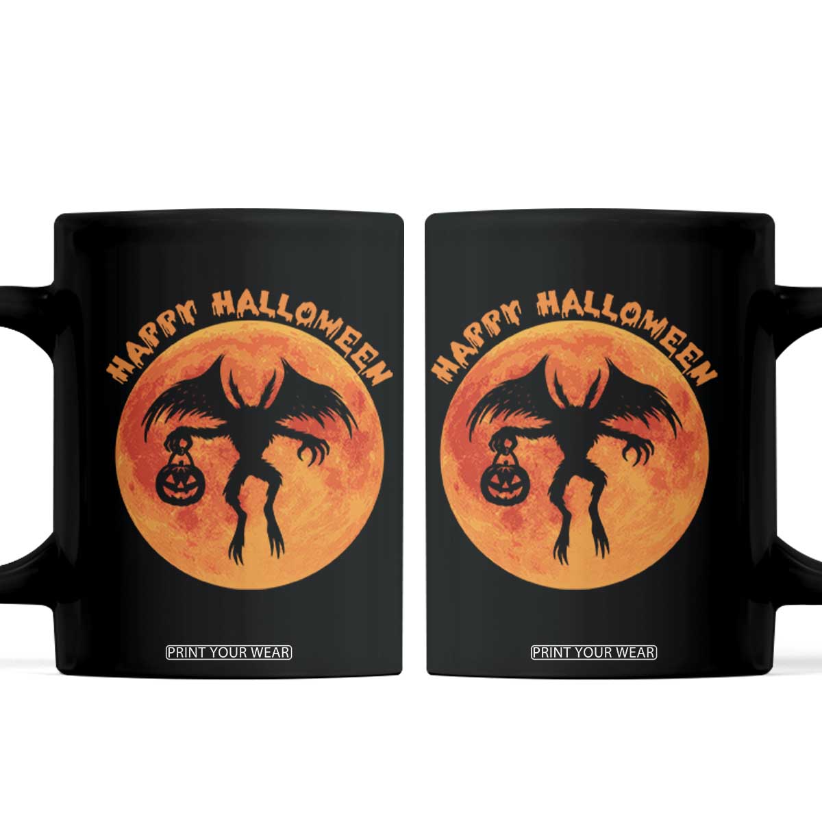 Funny Halloween Mothman Cryptid Creatures Coffee Mug TS11 Black Print Your Wear