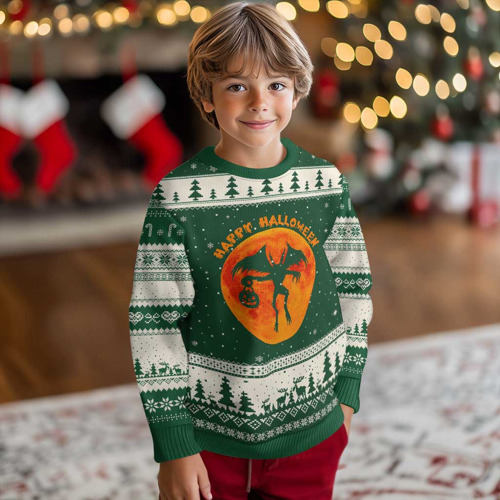 Funny Halloween Mothman Cryptid Creatures Ugly Christmas Sweater TS11 Forest Green Beige Print Your Wear