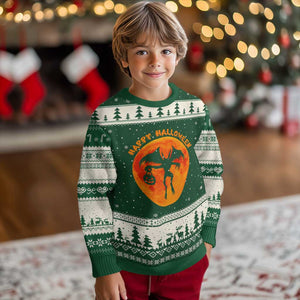 Funny Halloween Mothman Cryptid Creatures Ugly Christmas Sweater TS11 Forest Green Beige Print Your Wear