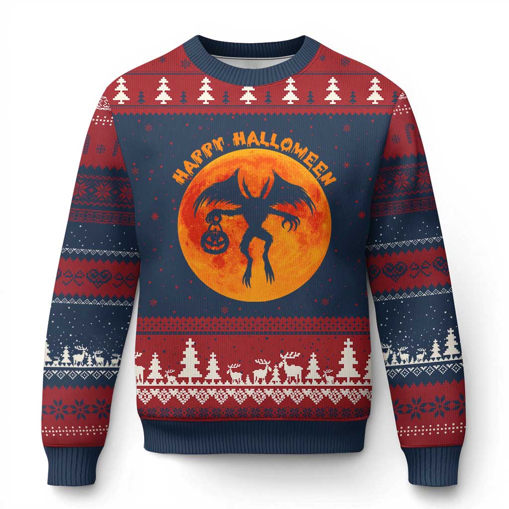 Funny Halloween Mothman Cryptid Creatures Ugly Christmas Sweater - Print Your Wear