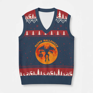 Funny Halloween Mothman Cryptid Creatures V-Neck Knit Sweater Vest TS11 Navy Red Print Your Wear