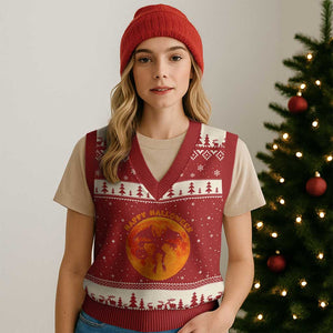 Funny Halloween Mothman Cryptid Creatures V-Neck Knit Sweater Vest TS11 Red Beige Print Your Wear