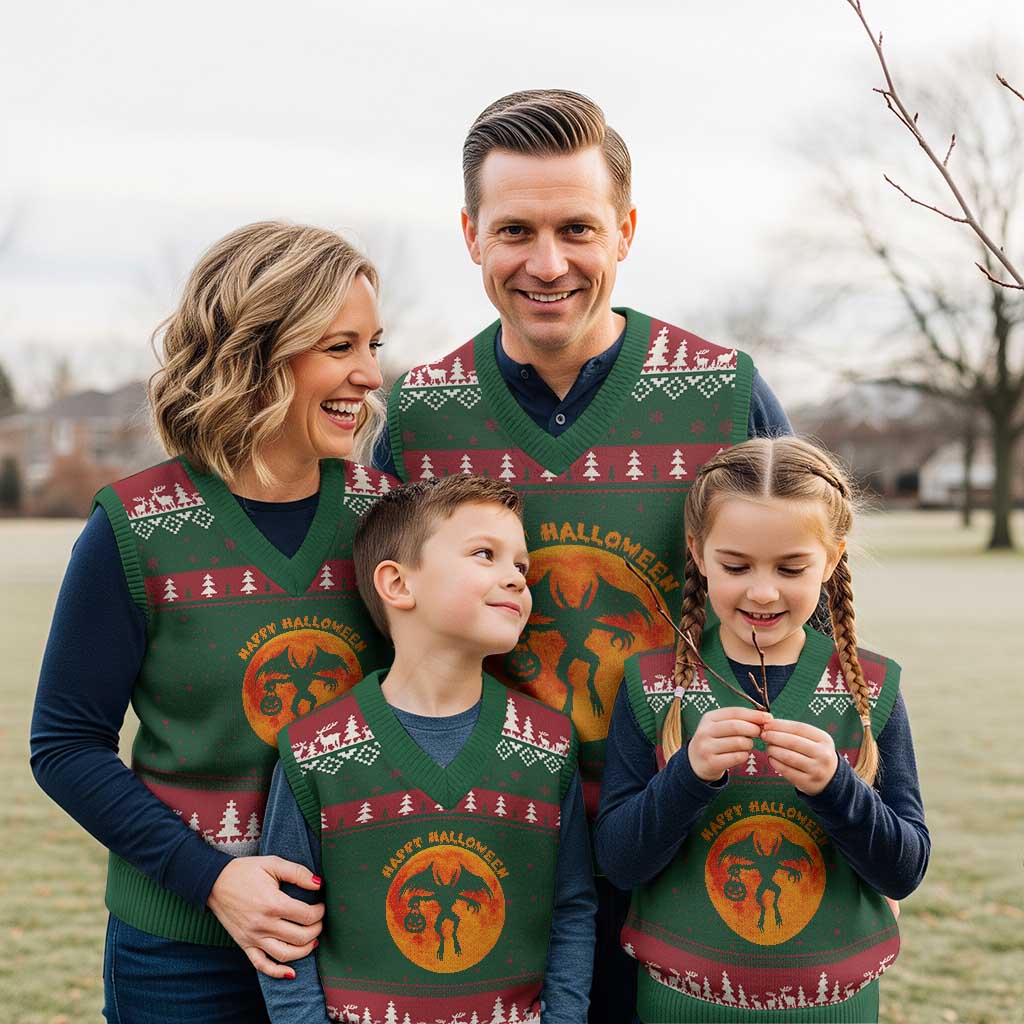 Funny Halloween Mothman Cryptid Creatures V-Neck Knit Sweater Vest TS11 Red Green Print Your Wear