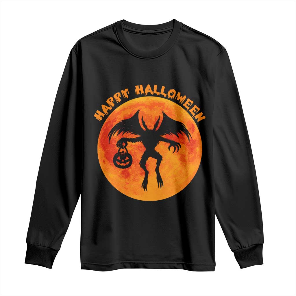 Funny Halloween Mothman Cryptid Creatures Long Sleeve Shirt TS11 Black Print Your Wear