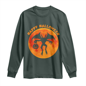 Funny Halloween Mothman Cryptid Creatures Long Sleeve Shirt TS11 Dark Forest Green Print Your Wear