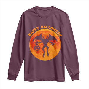 Funny Halloween Mothman Cryptid Creatures Long Sleeve Shirt TS11 Maroon Print Your Wear