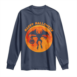 Funny Halloween Mothman Cryptid Creatures Long Sleeve Shirt TS11 Navy Print Your Wear