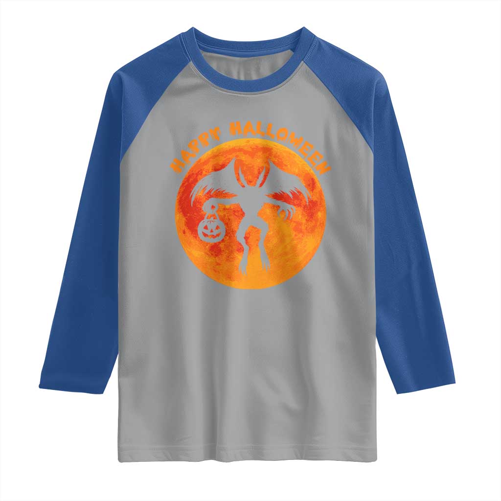 Funny Halloween Mothman Cryptid Creatures Raglan Shirt TS11 Sport Gray Royal Print Your Wear