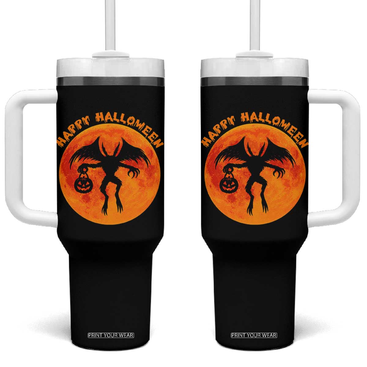 Funny Halloween Mothman Cryptid Creatures Tumbler With Handle TS11 One Size: 40 oz Black Print Your Wear