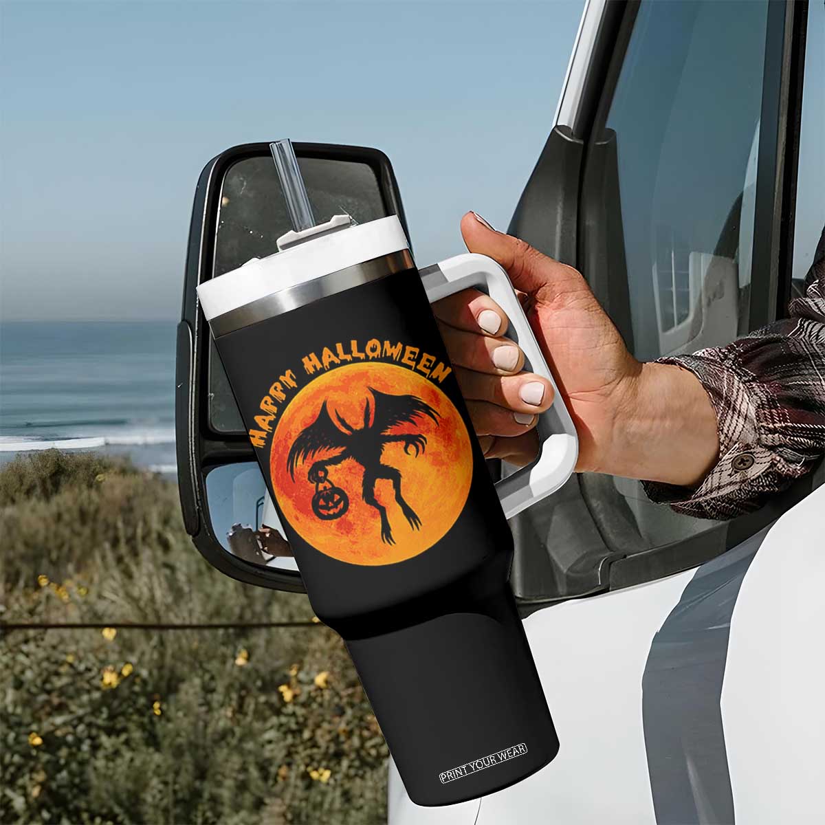 Funny Halloween Mothman Cryptid Creatures Tumbler With Handle TS11 Print Your Wear