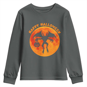 Funny Halloween Mothman Cryptid Creatures Youth Sweatshirt TS11 Dark Heather Print Your Wear