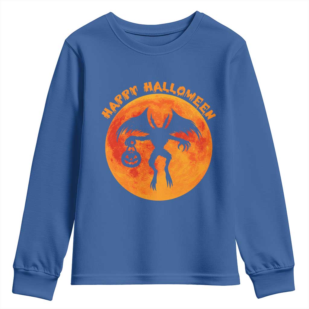 Funny Halloween Mothman Cryptid Creatures Youth Sweatshirt TS11 Royal Blue Print Your Wear