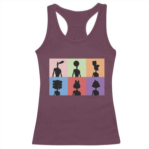 Funny Siren Head Racerback Tank Top Supernatural Cryptid Horror Monster TS11 Maroon Print Your Wear