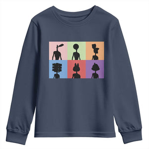 Funny Siren Head Youth Sweatshirt Supernatural Cryptid Horror Monster TS11 Navy Print Your Wear