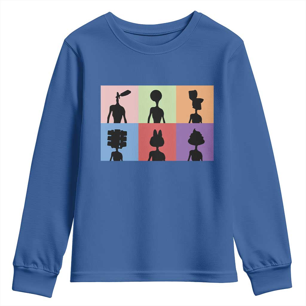 Funny Siren Head Youth Sweatshirt Supernatural Cryptid Horror Monster TS11 Royal Blue Print Your Wear