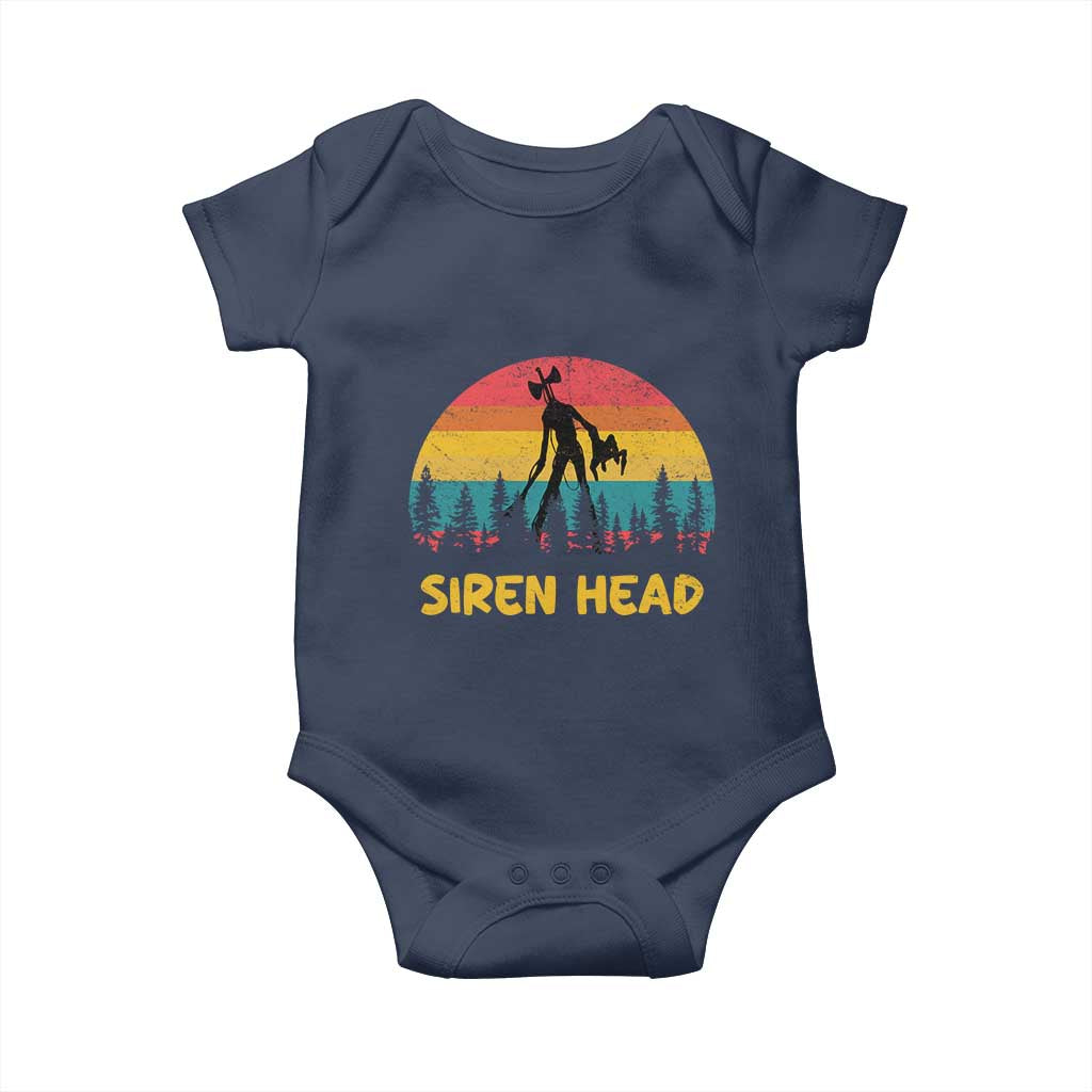 Siren Head Baby Onesie Retro Supernatural Cryptid Horror Monster TS11 Navy Print Your Wear