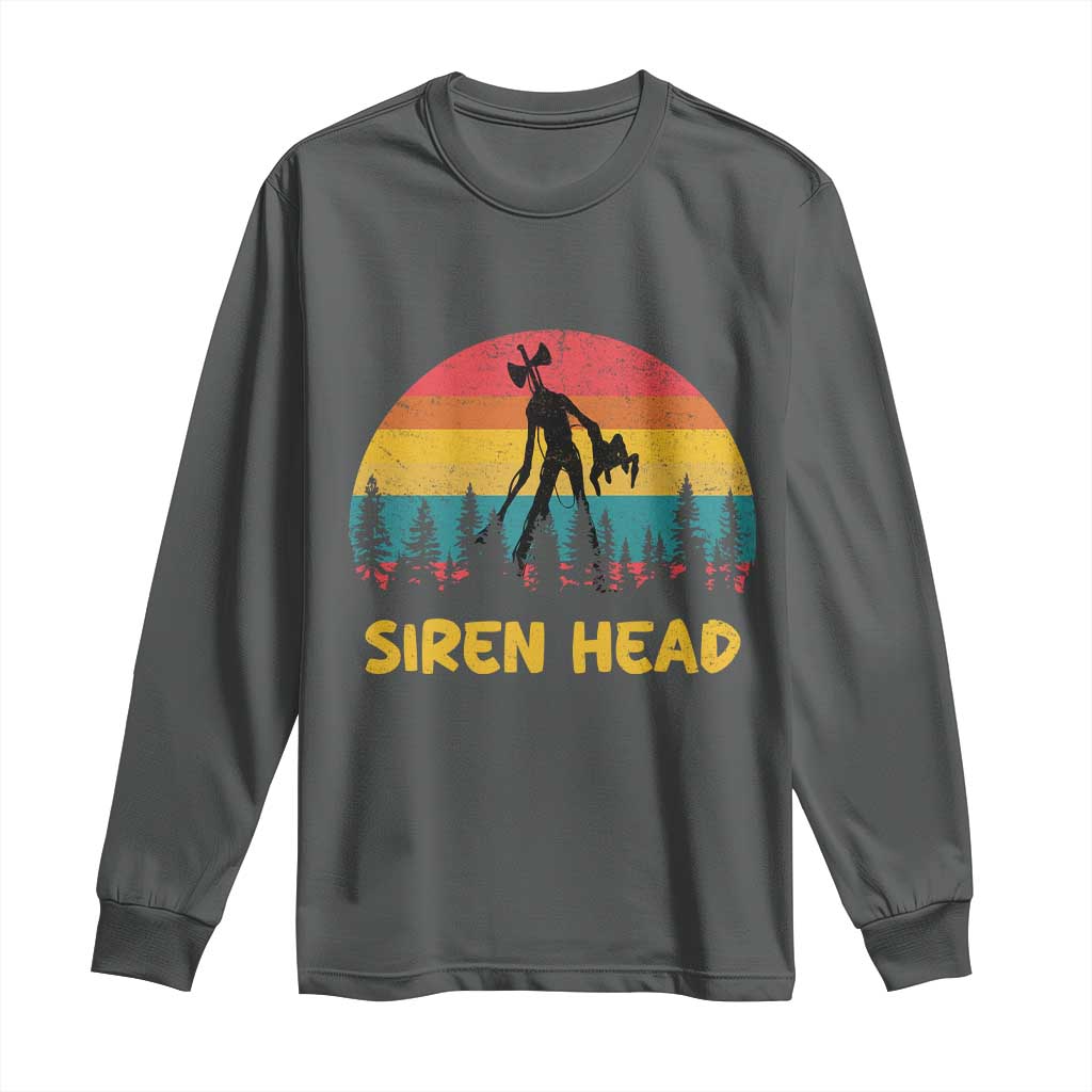 Siren Head Long Sleeve Shirt Retro Supernatural Cryptid Horror Monster TS11 Dark Heather Print Your Wear