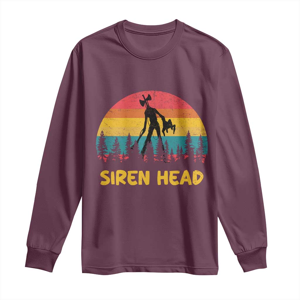 Siren Head Long Sleeve Shirt Retro Supernatural Cryptid Horror Monster TS11 Maroon Print Your Wear