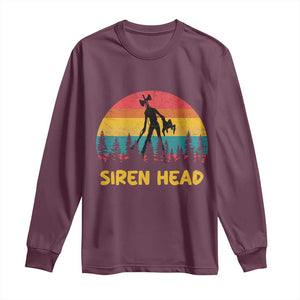 Siren Head Long Sleeve Shirt Retro Supernatural Cryptid Horror Monster TS11 Maroon Print Your Wear
