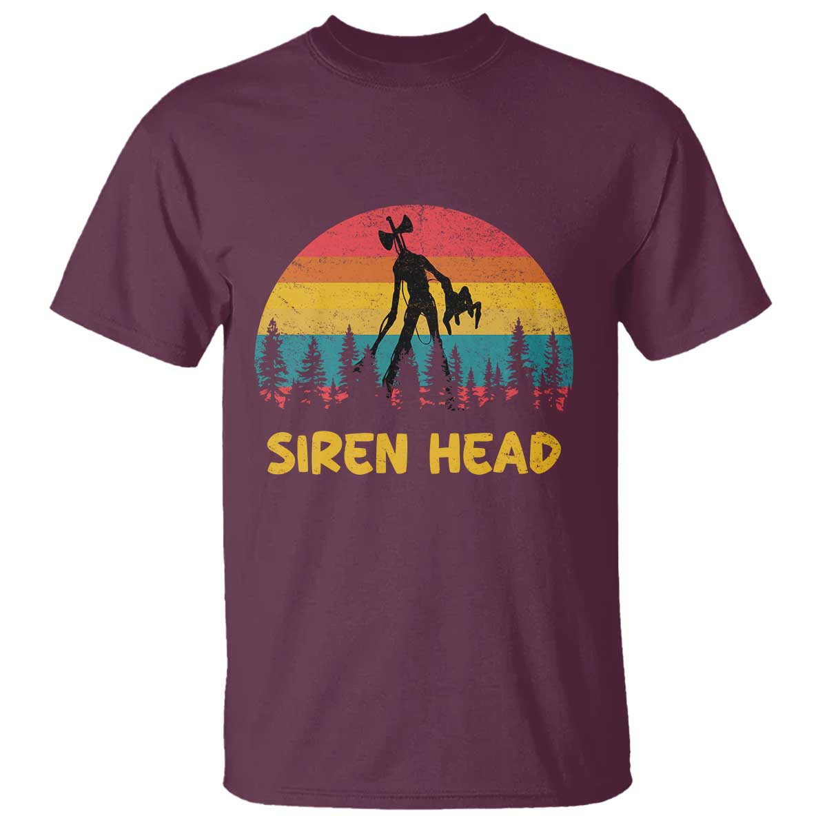 Siren Head T Shirt Retro Supernatural Cryptid Horror Monster TS11 Maroon Print Your Wear