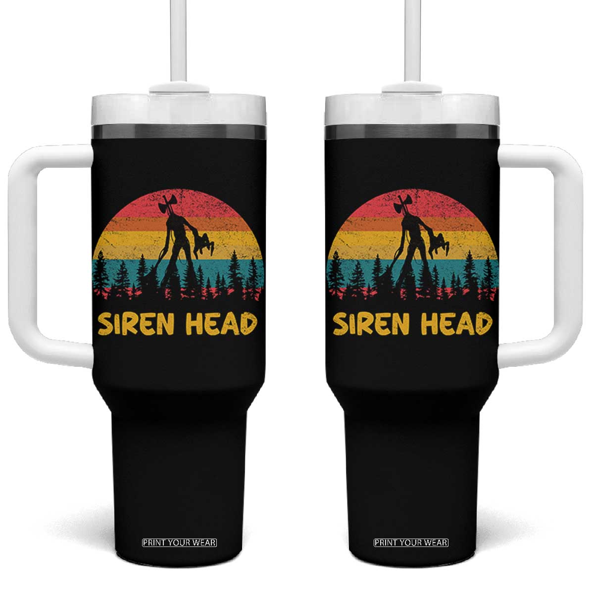 Siren Head Tumbler With Handle Retro Supernatural Cryptid Horror Monster TS11 One Size: 40 oz Black Print Your Wear