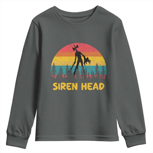 Siren Head Youth Sweatshirt Retro Supernatural Cryptid Horror Monster TS11 Dark Heather Print Your Wear