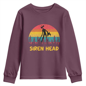Siren Head Youth Sweatshirt Retro Supernatural Cryptid Horror Monster TS11 Maroon Print Your Wear
