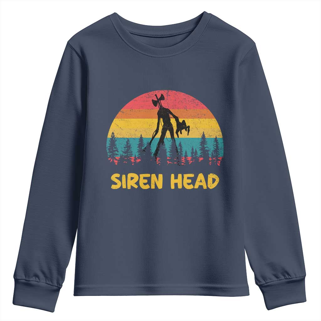 Siren Head Youth Sweatshirt Retro Supernatural Cryptid Horror Monster TS11 Navy Print Your Wear