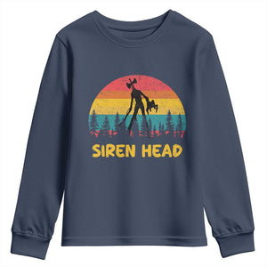 Siren Head Youth Sweatshirt Retro Supernatural Cryptid Horror Monster TS11 Navy Print Your Wear
