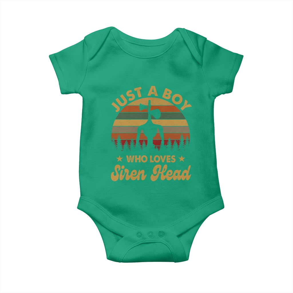 Funny Just A Boy Who Loves Siren Head Baby Onesie Supernatural Cryptid Retro Monster TS11 Irish Green Print Your Wear