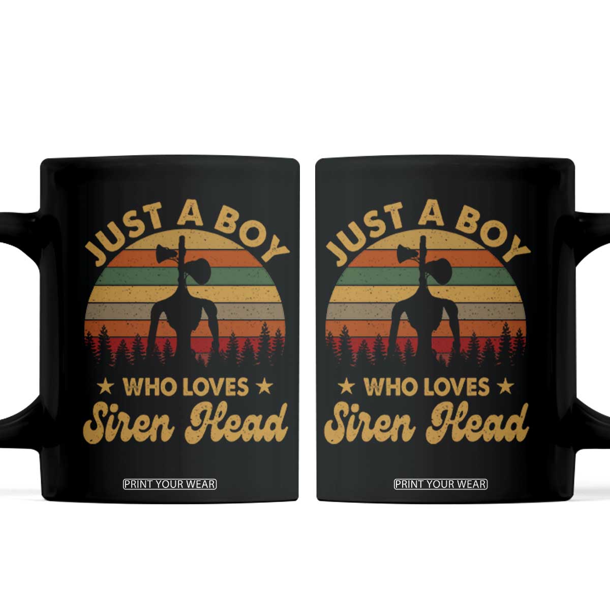 Funny Just A Boy Who Loves Siren Head Coffee Mug Supernatural Cryptid Retro Monster TS11 Black Print Your Wear