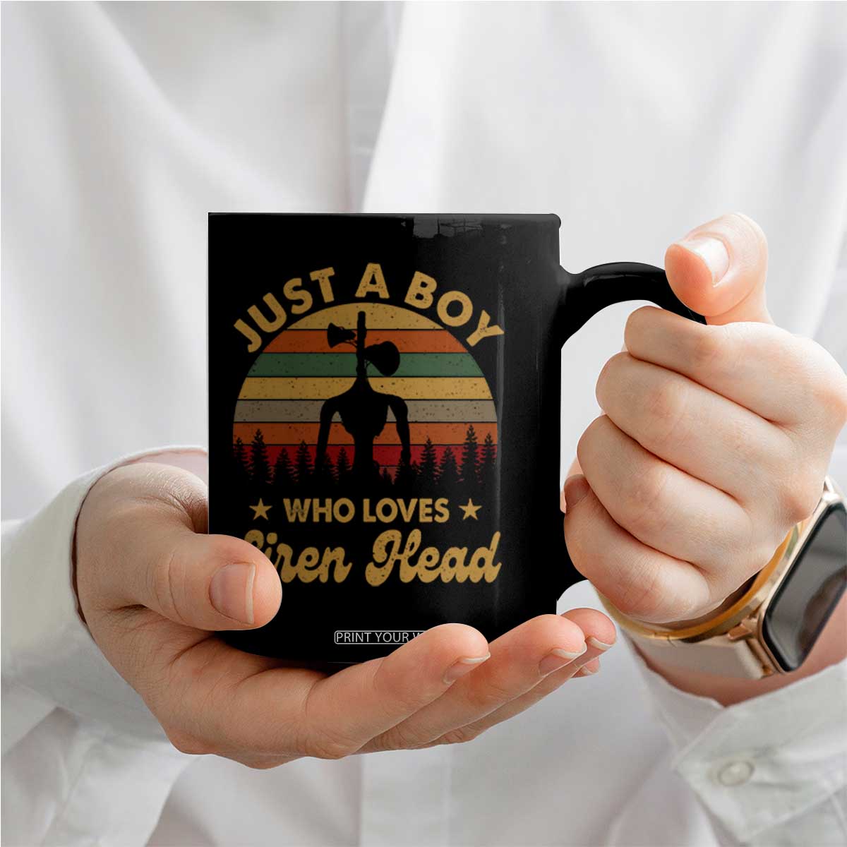 Funny Just A Boy Who Loves Siren Head Coffee Mug Supernatural Cryptid Retro Monster TS11 Print Your Wear