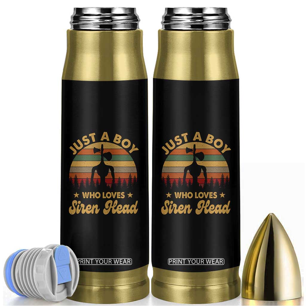 Funny Just A Boy Who Loves Siren Head Bullet Tumbler Supernatural Cryptid Retro Monster TS11 Black Print Your Wear