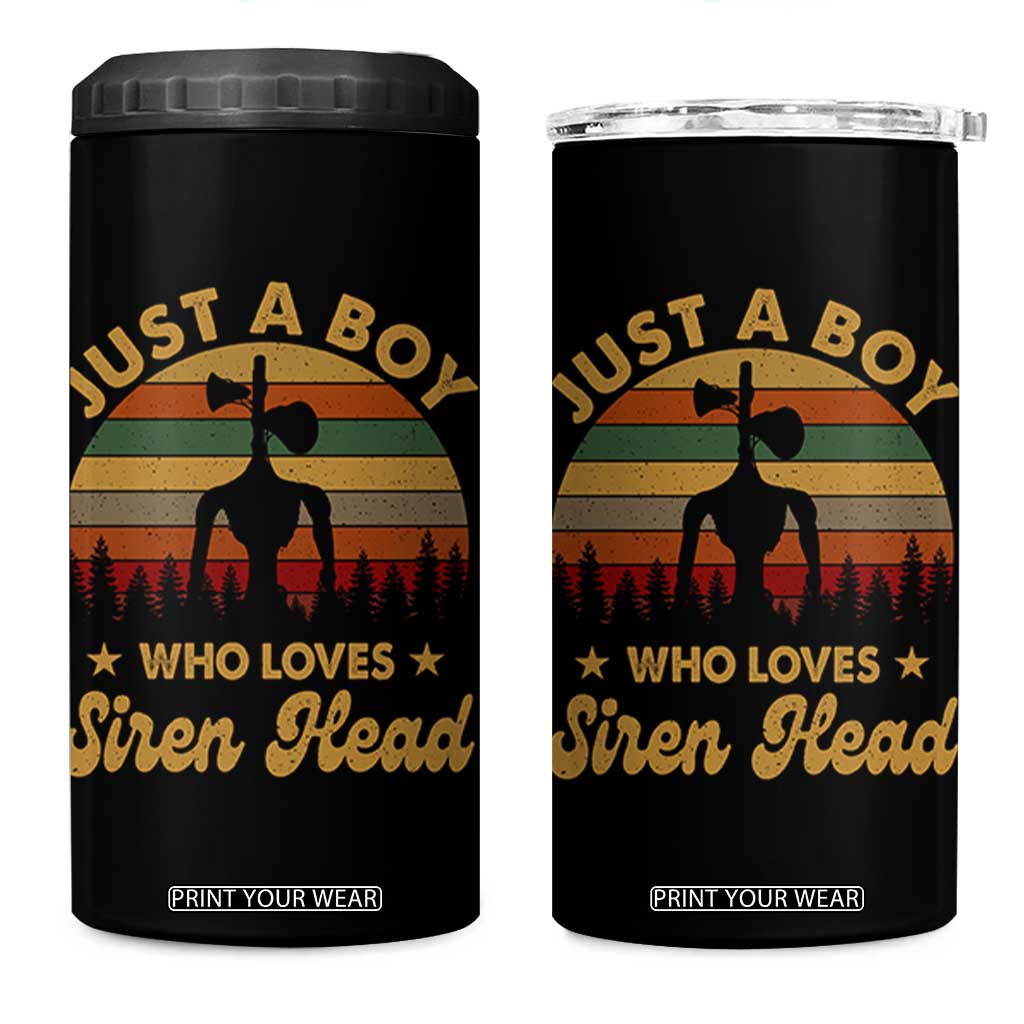 Funny Just A Boy Who Loves Siren Head 4 in 1 Can Cooler Tumbler Supernatural Cryptid Retro Monster TS11 One Size: 16 oz Black Print Your Wear