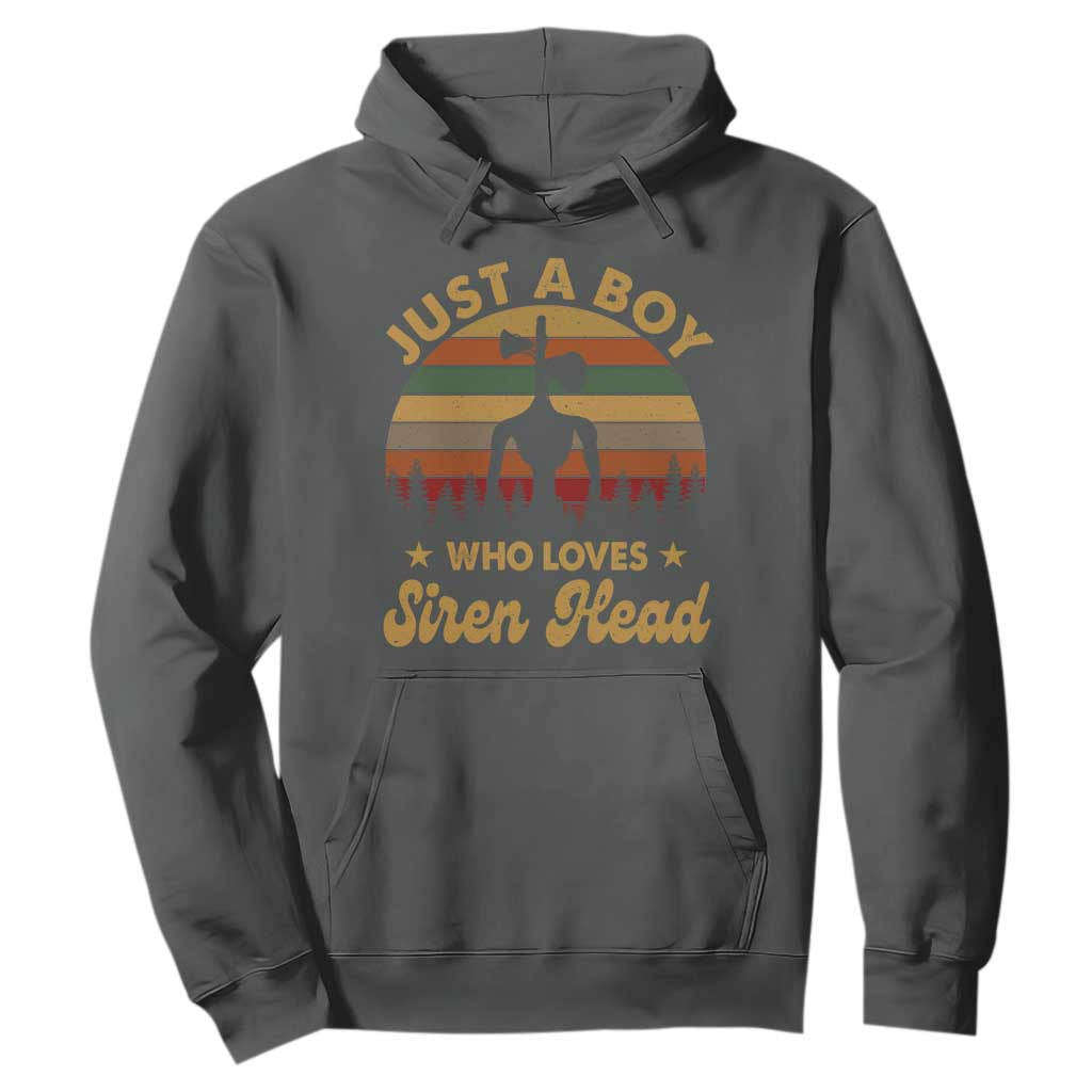 Funny Just A Boy Who Loves Siren Head Hoodie Supernatural Cryptid Retro Monster TS11 Dark Heather Print Your Wear