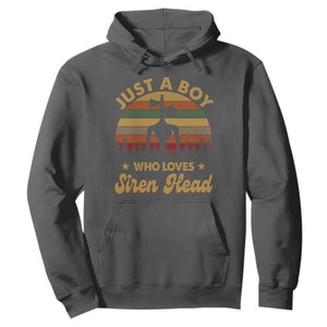 Funny Just A Boy Who Loves Siren Head Hoodie Supernatural Cryptid Retro Monster TS11 Dark Heather Print Your Wear