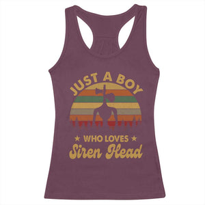 Funny Just A Boy Who Loves Siren Head Racerback Tank Top Supernatural Cryptid Retro Monster TS11 Maroon Print Your Wear