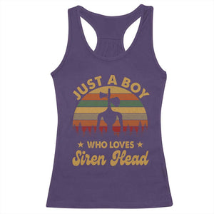 Funny Just A Boy Who Loves Siren Head Racerback Tank Top Supernatural Cryptid Retro Monster TS11 Purple Print Your Wear