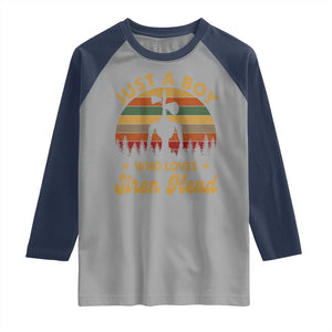 Funny Just A Boy Who Loves Siren Head Raglan Shirt Supernatural Cryptid Retro Monster TS11 Sport Gray Navy Print Your Wear