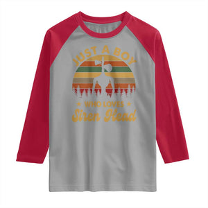 Funny Just A Boy Who Loves Siren Head Raglan Shirt Supernatural Cryptid Retro Monster TS11 Sport Gray Red Print Your Wear