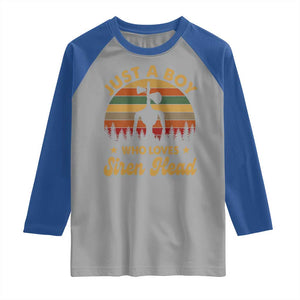 Funny Just A Boy Who Loves Siren Head Raglan Shirt Supernatural Cryptid Retro Monster TS11 Sport Gray Royal Print Your Wear
