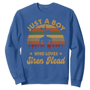 Funny Just A Boy Who Loves Siren Head Sweatshirt Supernatural Cryptid Retro Monster TS11 Royal Blue Print Your Wear