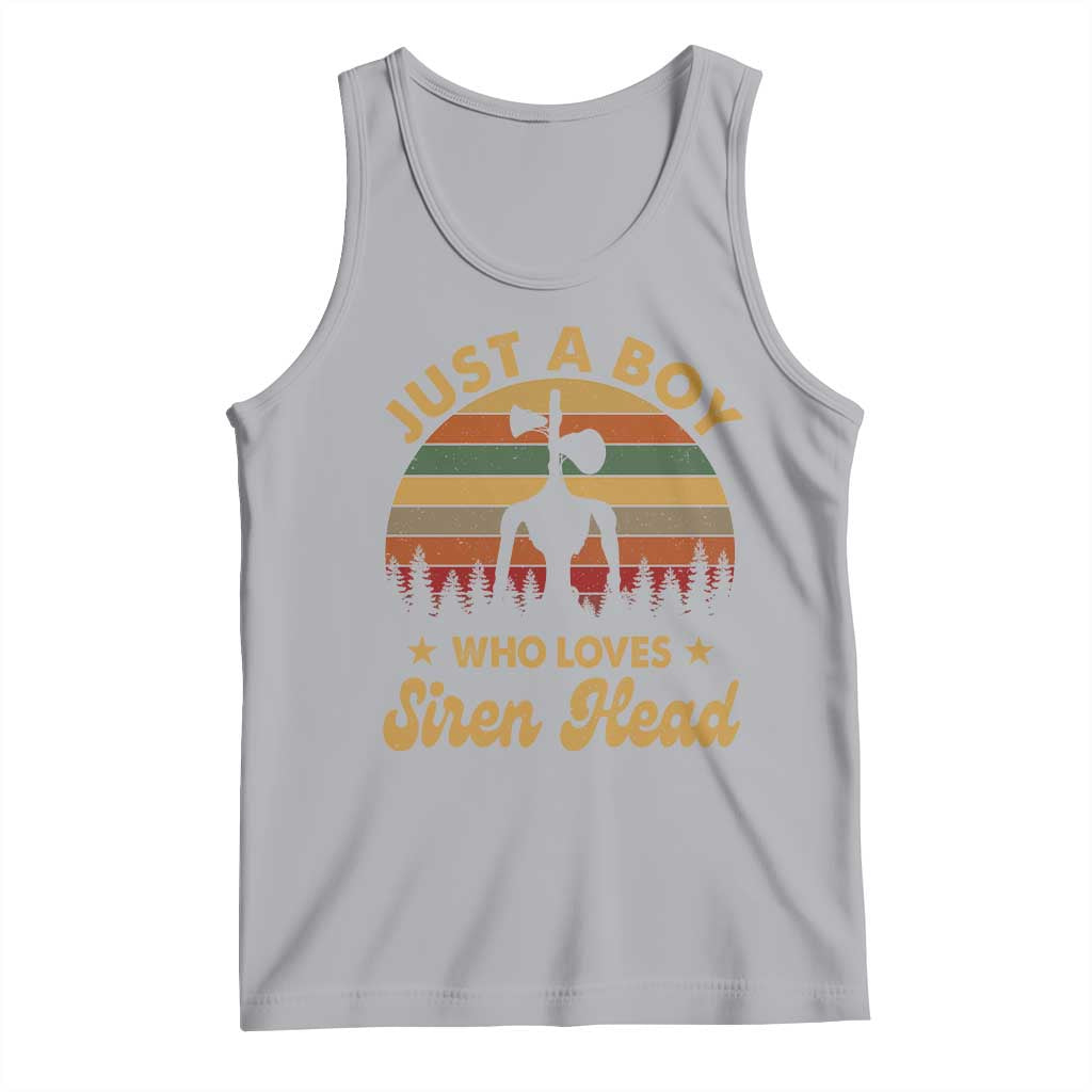 Funny Just A Boy Who Loves Siren Head Tank Top Supernatural Cryptid Retro Monster TS11 Athletic Heather Print Your Wear